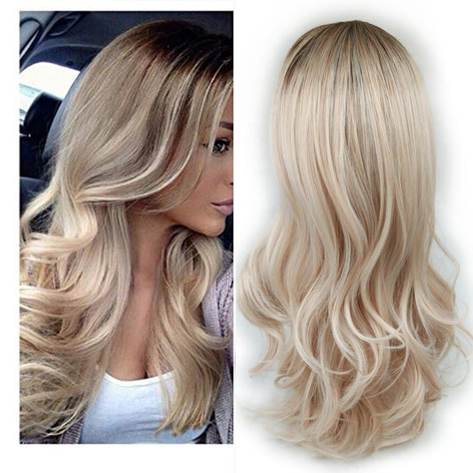 Lady Miranda Blonde Wigs For White Women Brown To Ash Blonde Natural Looking High Density Heat Resistant Synthetic Hair Weave Fu