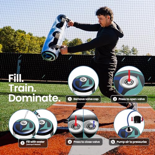 Tidal Tank Baseball Bundle 2.0: Versatile Training aid Equipment with Adjustable Water Filled Weight & Aqua Bag for Athletes and Coaches - 49 lbs Tube + 55 lbs Sphere + 10 lbs Hydroball