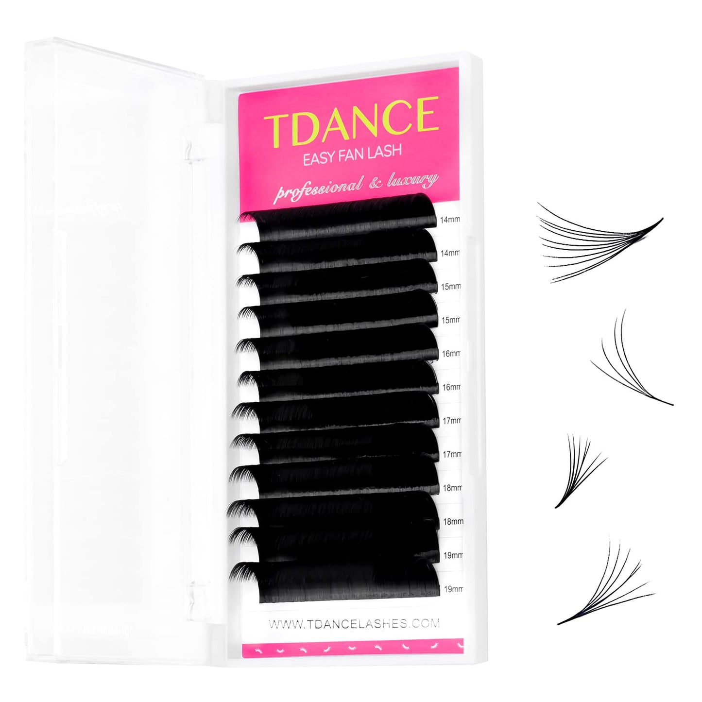 Tdance Eyelash Extension Supplies Rapid Blooming Volume Eyelash Extensions Thickness 0.03 Dd Curl Mix 14-19Mm Easy Fan Volume La
