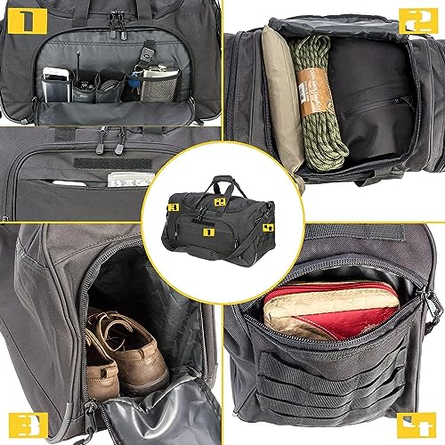 HYKING Gym Bag for Women & Men Tactical Duffle Military Weekender Work Out Lightweight Waterproof Sports Tote Shoe Pocket Black - color: Black