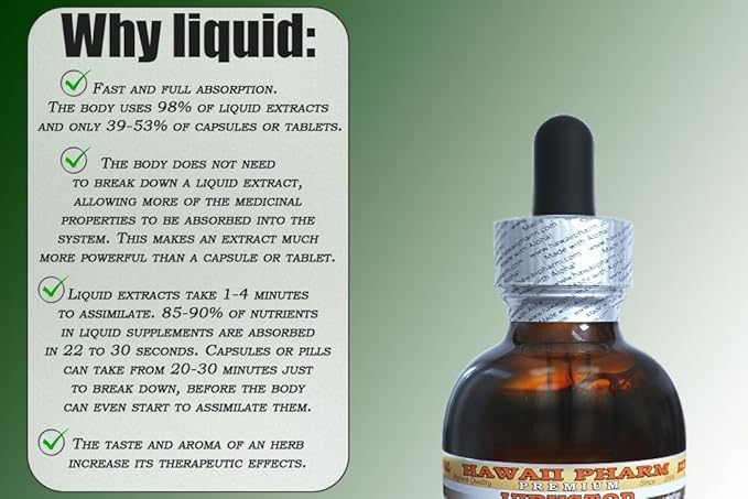Burdock Alcohol-Free Liquid Extract, Organic Burdock (Arctium Lappa) Dried Root Glycerite Hawaii Pharm Natural Herbal Supplement 2x2 oz