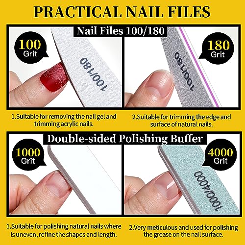FANDAMEI Nail Care Set, Nail Files 100/180, Nail Buffer Block, Cuticle Tools, Nail Cuticle Nippers, Cuticle Trimmer, Cuticle Pusher, Manicure & Pedicure Kits, Toenail File, Yellow - color: L-yellow