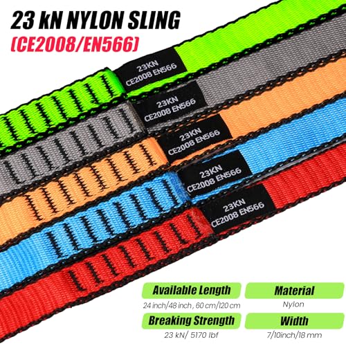18MM Nylon Climbing Slings Runners 23 kN Strong Webbing Straps for Rock Climbing, Rappelling, Swing, Yoga Hammock etc - color: 1PC Green, size: 48inch/120cm