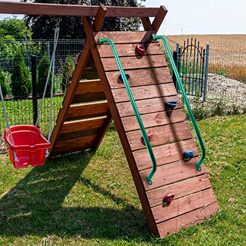Lounsweer 2 Pcs,39 Inch Playground Safety Handles, Long Grab Bars,Green | Playhouse Ladder Handles, Treehouse Accessories, Rock Climbing Wall, Metal Grab Bars, Safety Handrails, Playground Equipment - color: Green, size: 39 Inch