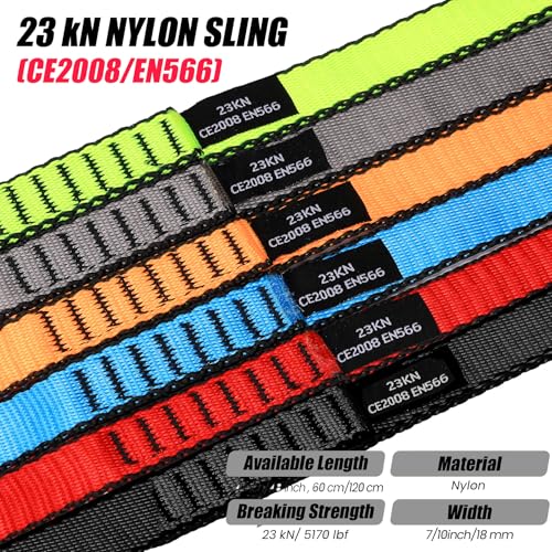 18MM Nylon Climbing Slings Runners 23 kN Strong Webbing Straps for Rock Climbing, Rappelling, Swing, Yoga Hammock etc - color: 3PCS Black, size: 24inch/60cm