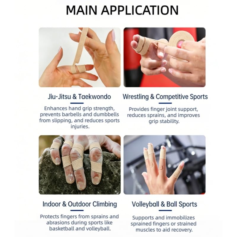 Skin-Tone Finger Tape (4-Pack) – Breathable Cotton Athletic Tape for Sports Protection & Joint Support