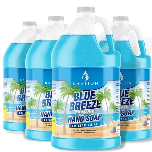 Bastion Blue Breeze Foaming Antimicrobial Hand Soap Refill 4 Gallons (512 Oz) Refreshing Clean Scent Bulk Hand Wash-Made In The