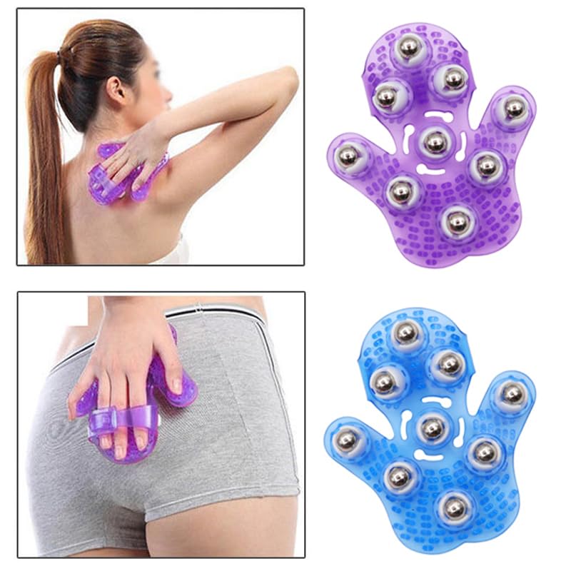 Roller Ball Body Massage Glove Anti-Cellulite Muscle Pain Relief Relax Massager for Neck Back Shoulder Buttocks Face Lift Tools (Pink) - color: Pink