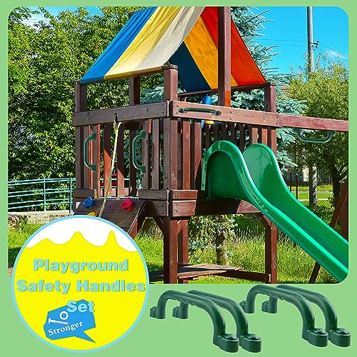 4 Pieces Kids Playground Safety Handles Playground Grab Handle Bars Playground Accessories Equipment for Kids Outdoor Playset Backyard Playhouse Tree House Jungle Gym (Green) - color: Green