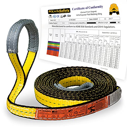KwikSafety - Charlotte, NC - Mighty Sumo 1”x 12’ Poly Web Sling Lifting Strap Construction ASME OSHA / 3200lbs Vertical 2550lbs Choker 6400lbs Basket/Rigging Moving Towing Hoisting Gear - size: 1"x12' | 3200 lbs