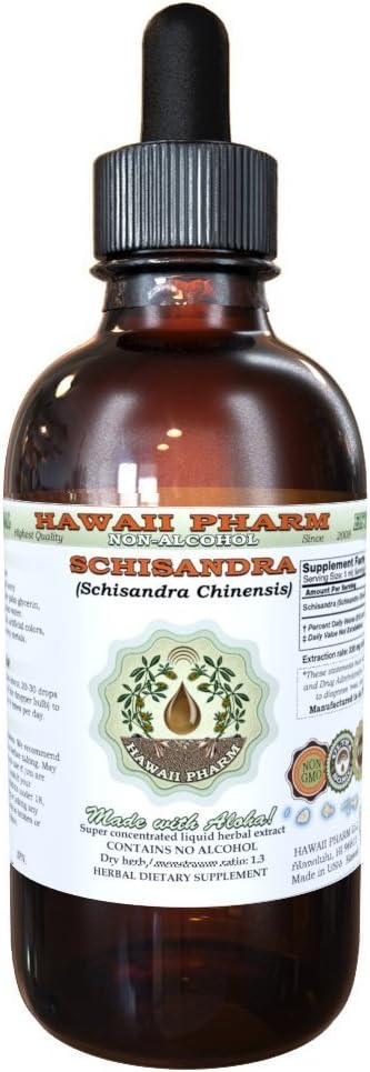 Schisandra Alcohol-Free Liquid Extract, Organic Schisandra (Schisandra Chinensis) Dried Berry Glycerite Natural Herbal Supplement, Hawaii Pharm, USA 2 fl.oz