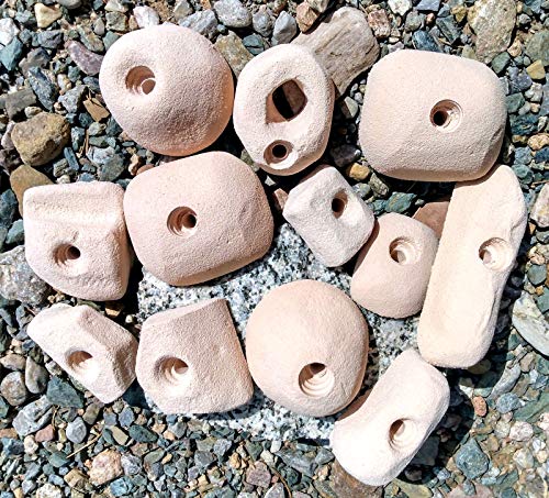 12 Pack Large Polyurethane Bolt-On Rock Climbing Wall Hand Holds - color: tan