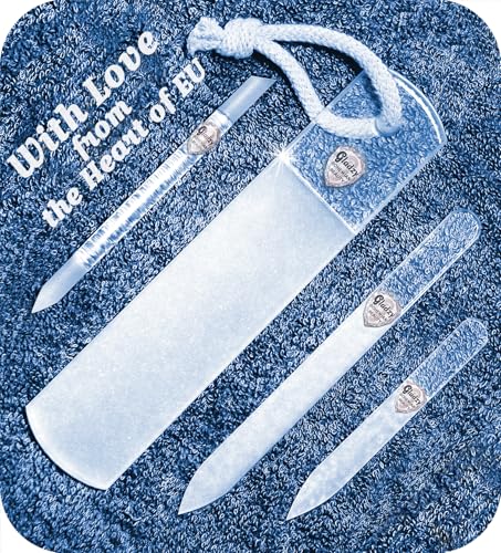 Genuine Czech Glass Nail File Set by GLADZY - Callus Remover Foot Rasp, Cuticle Pusher Manicure Stick, Double Sided Etched Different Grit Surface, Professional Nail Care Tool Kit, Made in EU - color: All-in-one Set