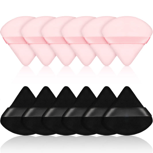 Maitys 12 Pieces Powder Puff Triangle Face Makeup Cosmetic For Loose Powder Soft Body Washable Reusable Foundation Sponge Minera