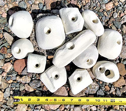 12 Pack Large Polyurethane Bolt-On Rock Climbing Wall Hand Holds - color: white