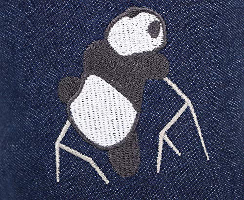 AMC Rock Climbing Panda Embroidered Chalk Bag with Zipper Pocket - color: Denim Blue