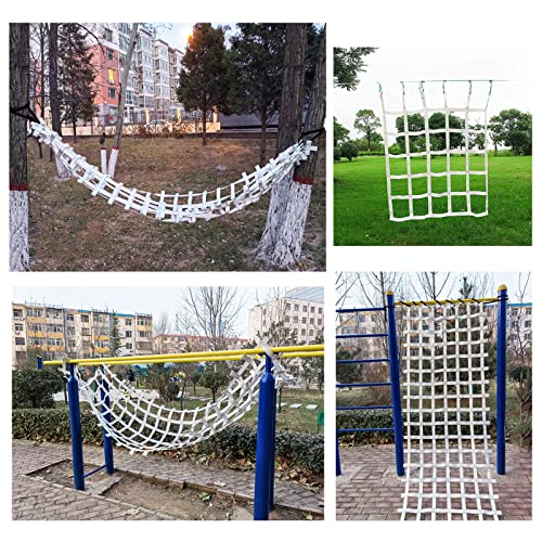 Climbing Cargo Net Heavy Duty,Ninja Net,Rope Ladder for Kids Outdoor Treehouse Backyard Playground Indoor Obstacle Webbing Net for Swing Set Jungle Gym Accessories for Slacklines,White - size: 4x4ft/1.2x1.2m