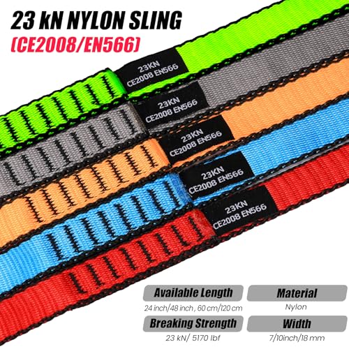 18MM Nylon Climbing Slings Runners 23 kN Strong Webbing Straps for Rock Climbing, Rappelling, Swing, Yoga Hammock etc - color: 1PC Grey, size: 48inch/120cm