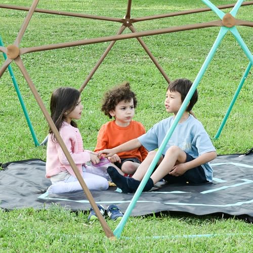 Merax 12FT Climbing Dome with Hammock, Outdoor Geometric Dome Climber | Playground Climber for Kids 3-10 Supporting 1000 lbs, Easy Assembly Play Center Jungle Gym - style: 12FT Green & Sil