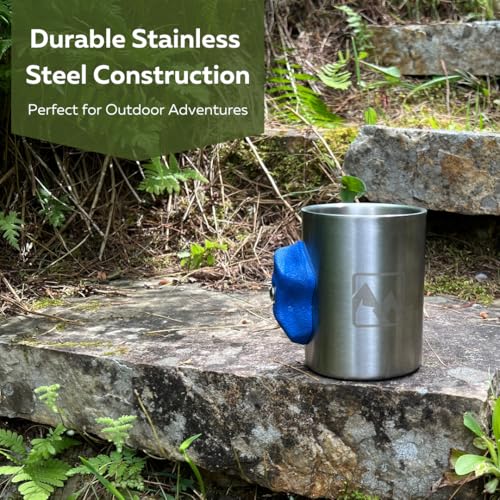Rock Climbing Mug with Real Crimp Handle - 12oz Stainless Steel Pinch Hold Mug Climber Gift (Blue) - color: Blue