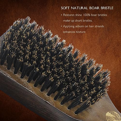NORSEWOOD Boar Bristle Brush for Shine and Texture - Stiff Bristles for Medium Hair/Beards, Cleaning Brush Included | for Shine & Texture, Hairbrush for Men, with Cleaning Tools