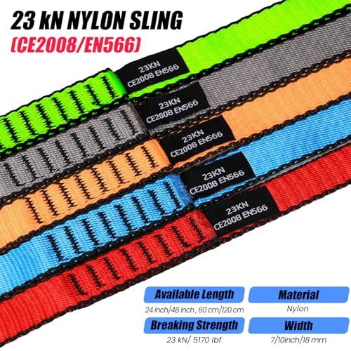 18MM Nylon Climbing Slings Runners 23 kN Strong Webbing Straps for Rock Climbing, Rappelling, Swing, Yoga Hammock etc - color: 1PC Blue, size: 24inch/60cm
