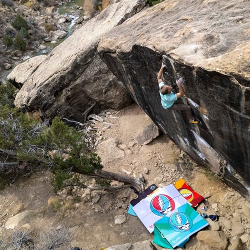 Asana Superhero Bouldering Crash Pad - Deluxe Suspension, Triple Layer Dual Density Foam Structure, Heavy Duty Nylon - Premium Rock Climbing Crash Mat with Huge Landing Zone (57x40x4)