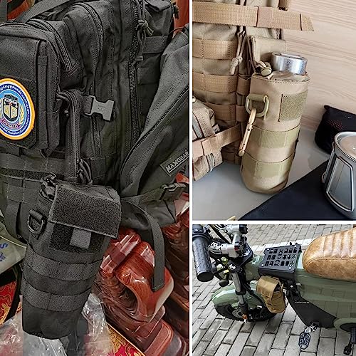 TRIWONDER Tactical MOLLE Water Bottle Pouch H2O Hydration Carrier, Military Bottle Holder Molle Drink Holder Travel Water Bottle Bag for Backpack Camping Outdoor - color: 02 Black
