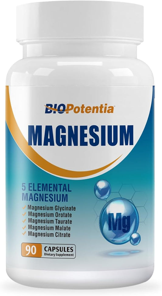 Magnesium Breakthrough Supplement - Has 5 Forms of Magnesium: Glycinate, Orotate,Taurate,Malate, Citrate- Support Stress Relief, Sleep, Heart Health, Nerves, Muscles, and Metabolism (90 Capsules)