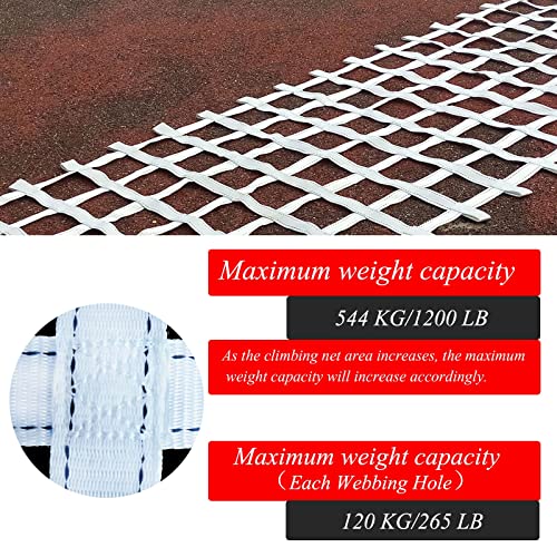 Climbing Cargo Net Heavy Duty,Ninja Net,Rope Ladder for Kids Outdoor Treehouse Backyard Playground Indoor Obstacle Webbing Net for Swing Set Jungle Gym Accessories for Slacklines,White - size: 3x4ft/0.9x1.2m