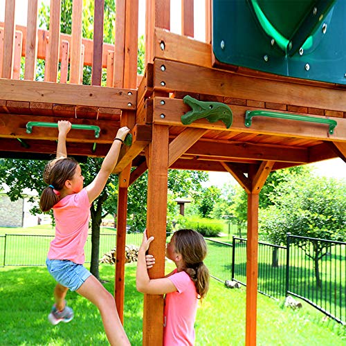 Purife17.2 Inch Metal Green Playground Handles Pack of 4- Outdoor Swing Sets Safety Handles - Playset Grab Bar, Indoor Kids Climbing Monkey Bars for Playhouse, Treehouse, Jungle Gym - color: Green-4pack