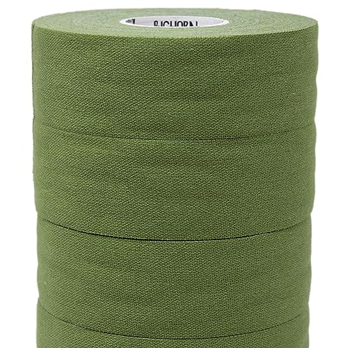Bighorn Athletics Boxing Tape 1" × 45ft, 6 Rolls, Military Green | Extra sticky 1" athletic tape for boxing & hand wrapping. Strong adhesive, EZ-tear. Protects knuckles, no residue on skin. - color: Military Green