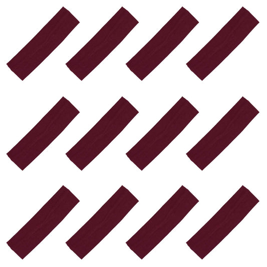 Kenz Laurenz Soft And Stretchy Elastic Cotton Headbands, Pack Of 12, Maroon