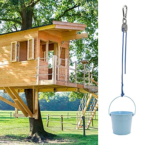 FUQUN Treehouse & Playhouse Accessories for Kids, Heavy-Duty Pulley Bucket with Cable, Outdoor Climbing Toys for Children, Adventure Ship Play Equipment, Blue - size: Blue1 | 1 set