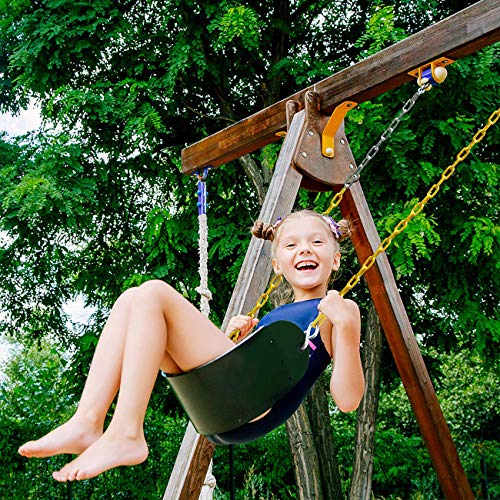 Sunnyglade 2PCS Swings Seats Heavy Duty with 66" Chain, Playground Swing Set Accessories Replacement with Snap Hooks, Support 250lb (2, Green) - color: Green