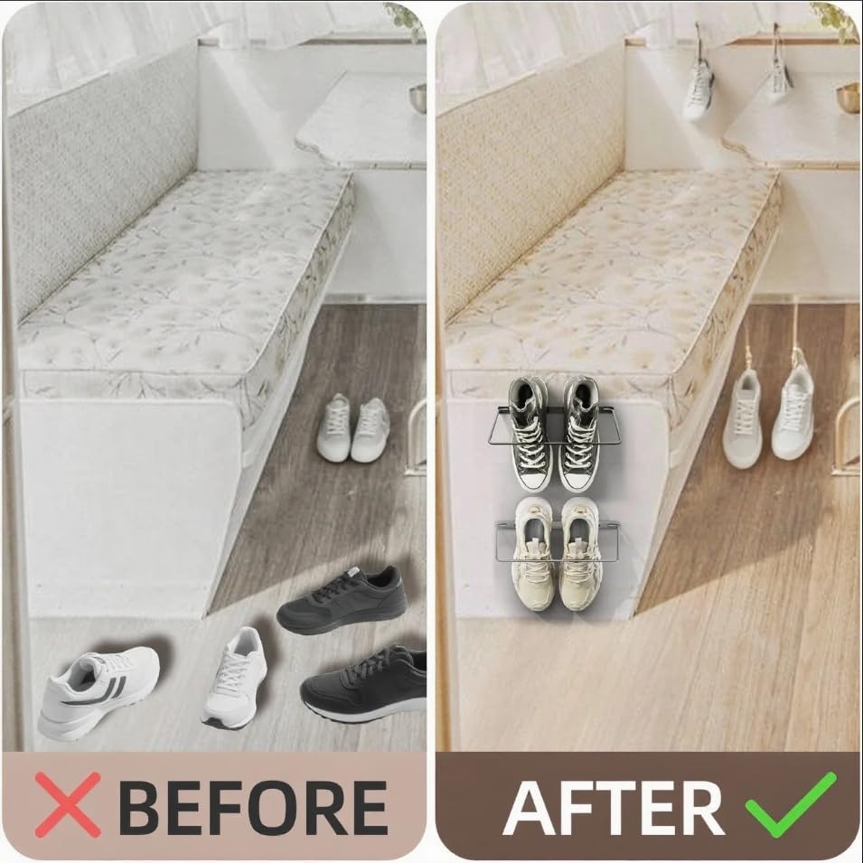 Foldable RV Shoe Rack - Wall Mounted Shoe Storage. | Car Shoe Holder Space Saver, Hanging Shoe Organizer for Various Shoes in Camping RV Travel, 2 Pack.
