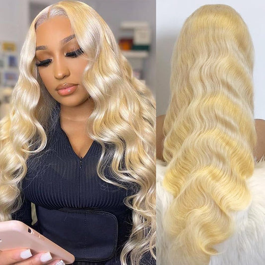 Lotulo 613 Lace Front Wig Human Hair 13X6 Transparent Lace, 613 Body Wave Lace Front Wig Human Hair, 180% Density Lace Front Wig