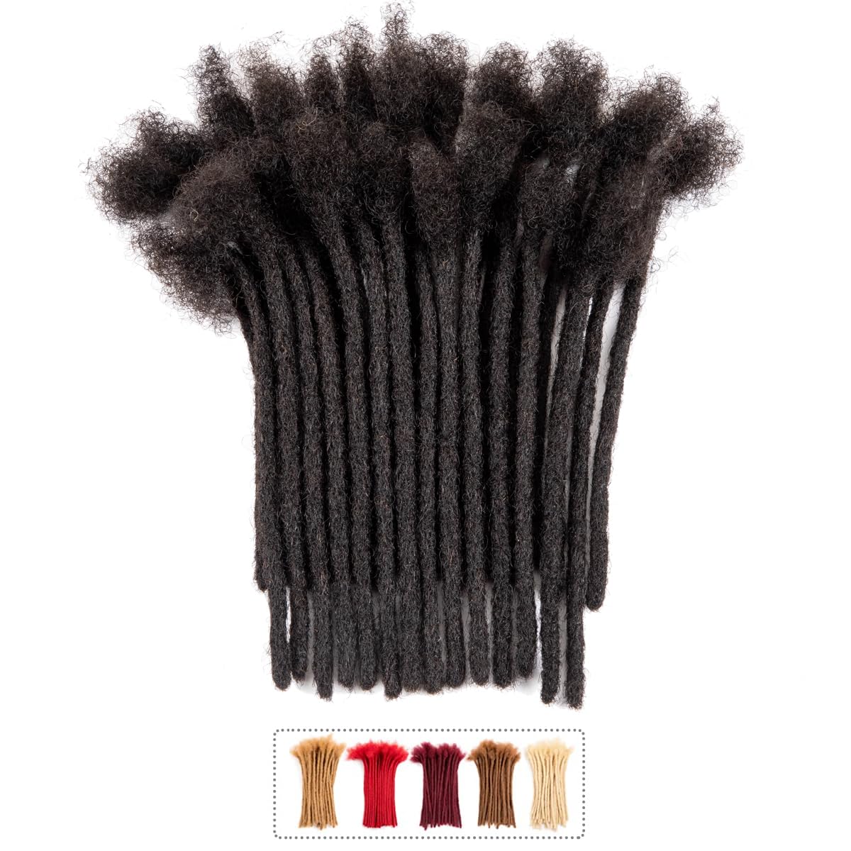 Teresa 6 Inch 0.6Cm Width Loc Extension Human Hair Natural Black 100 Strands Full Hand-Made Permanent Locs Extensions Can Be Dye
