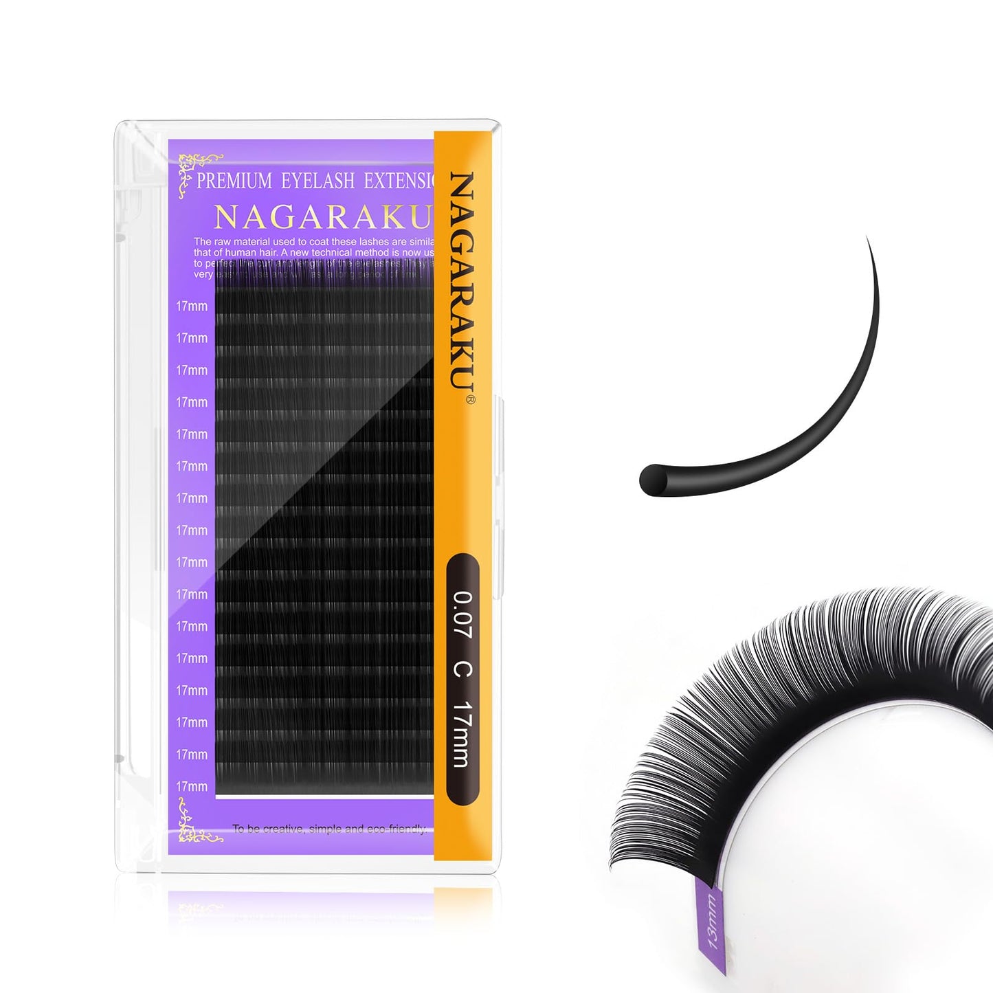Nagaraku Eyelash Extensions Individual Lashes 0.07Mm C Curl 17Mm Matte Black Classic Soft Natural Professional 16 Rows Beauty Sa