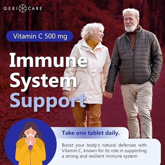 GeriCare Vitamin C 500 mg Antioxidant, Immune System Support, Nutritional Supplement Tablets, 500 Count (Pack of 1)