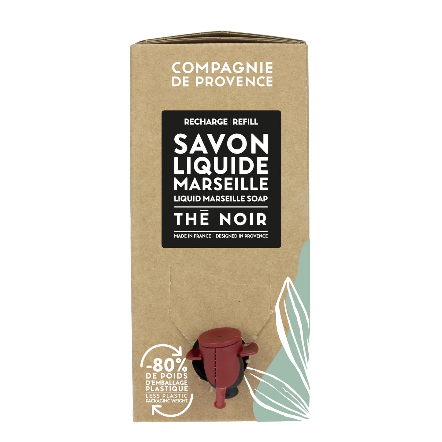 Compagnie De Provence Savon De Marseille Extra Pure Liquid Soap, Black Tea, 101.4 Fl Oz Eco Refill