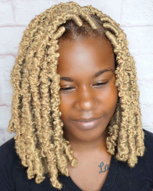 Leeven 12 Inch Pre-Twisted Butterfly Locs Crochet Hair Short Bob Distressed Butterfly Locs Braids Hair Pre-Looped Messy Distress