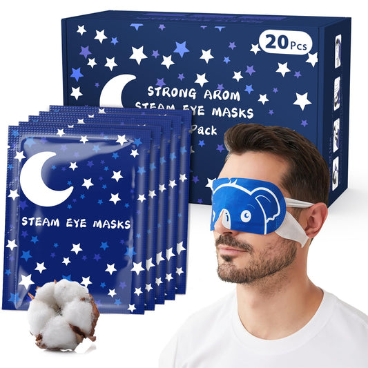 20 Packs Men'S Steam Eye Mask,Heated Eye Mask For Dry Eyes Dark Circles Puffy Eyes,Disposable Spa Warm Compress,Travel Essential