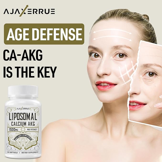 Liposomal Calcium AKG Supplement 1500 MG (Alpha-Ketoglutaric Acid), High Absorption, More Effective Than AAKG, Ca AKG for Longevity, Age Defense, Cellular Energy, Metabolic Function, 180 Softgels