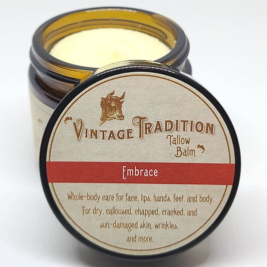 Vintage Tradition Beef Tallow All Purpose Balm - Healing, Hydrating Jasmine Oil Skin Care Salve Replaces Body Lotion, Hand Cream