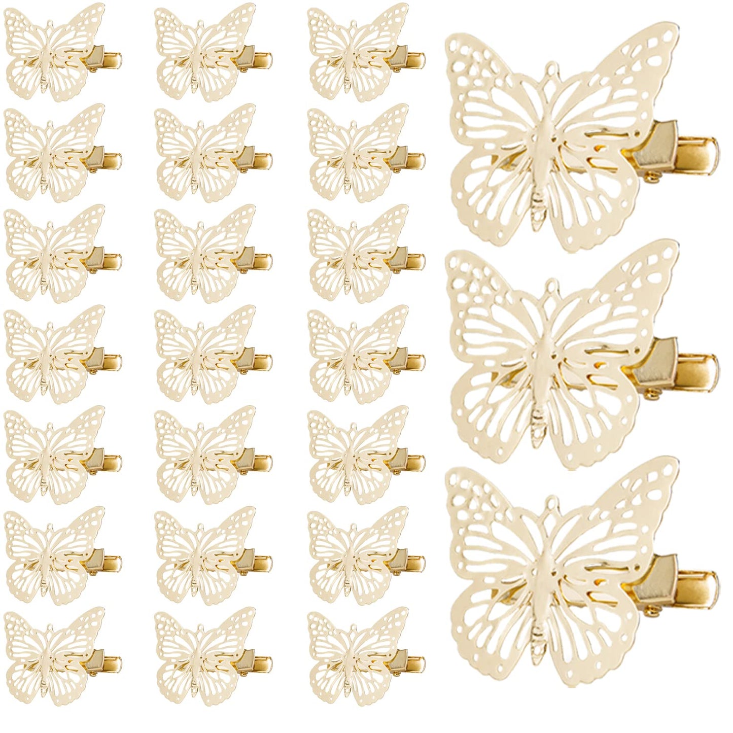 Obtanim Butterfly Hair Clips, 24 Pcs Cute Metal Butterfly Hair Claw Pins Barrettes Accessories For Girls And Women (Gold)