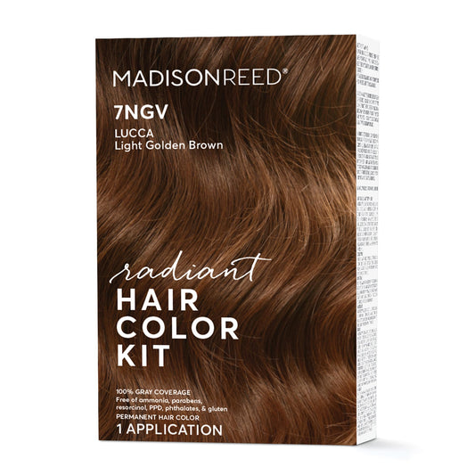 Madison Reed Radiant Hair Color Kit, Light Golden Brown For 100% Coverage Of Gray Hair, Ammonia-Free, 7Ngv Lucca Light Brown, Pe