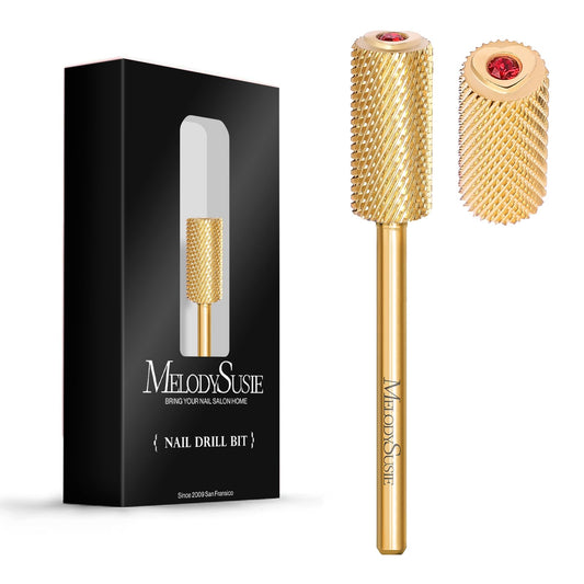 Melodysusie Crystal Top Red Heart Shape Nail Drill Bits, 3/32 ' ' Large Barrel Carbide Bits, Suitable For Manicure Pedicure Cuti
