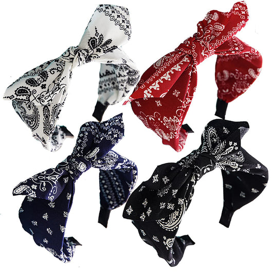 Lvyeer Paisley Print Wide Bow Headbands For Women Bandana Rabbit Ear Elastic Hairband Cute Knot Headbands Hair Accessories (Styl