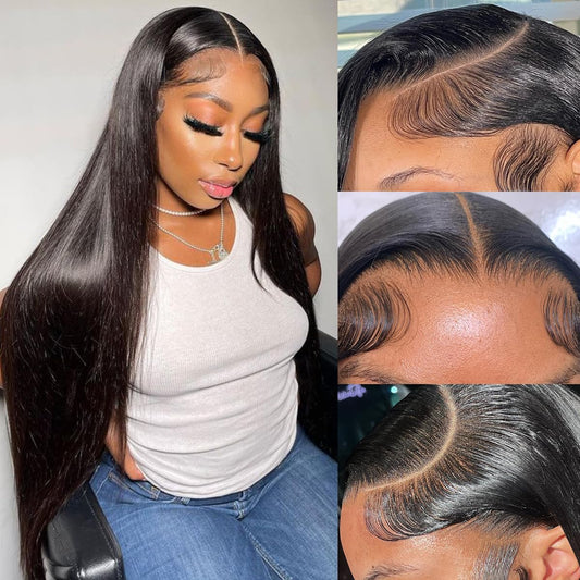 Jubotin 13X6 Hd Lace Front Wigs Human Hair Pre Plucked Straight Lace Front Wigs For Black Women Human Hair Glueless Transparent